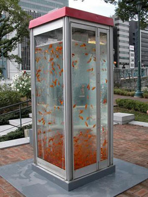 日本大阪出现奇怪公共电话亭 里面没有人却满