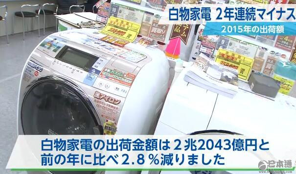 日本国内白色家电出货额连续两年下降