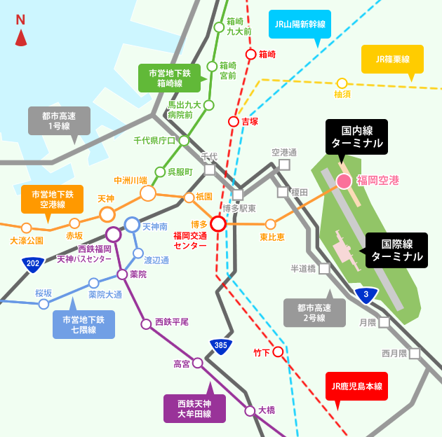 福冈机场-山鹿市的巴士交通信息