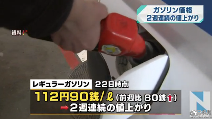 日本汽油平均零售价连续2周上涨