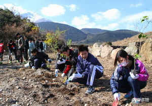 岛原半岛高中生550人毕业植树祈愿绿地重生