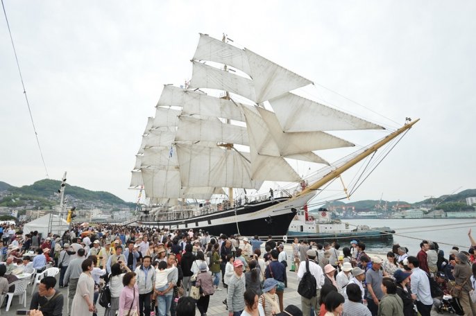 长崎帆船节  “日本丸”展帆排练令人叹服