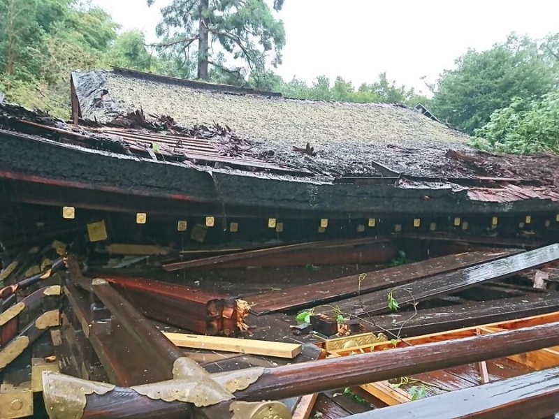 “最强”台风来袭 日本京都多处文化遗产受损严重