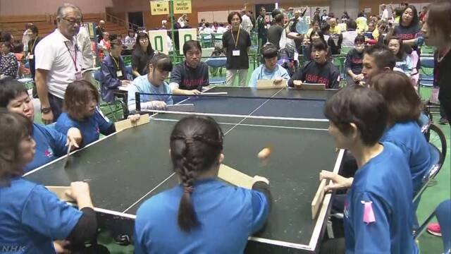 日本茨城县举办“乒乓排球”赛 残疾人士也乐享其中