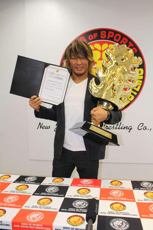 日本摔角选手棚桥弘至三度夺冠  指名想对战冈田和睦