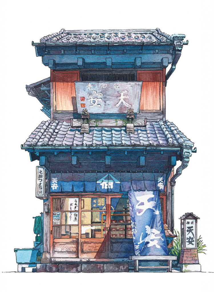 新海诚的御用画师把东京的老铺画了个遍
