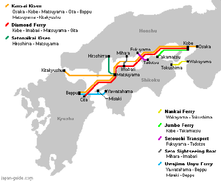 日本列岛之间的航渡路线