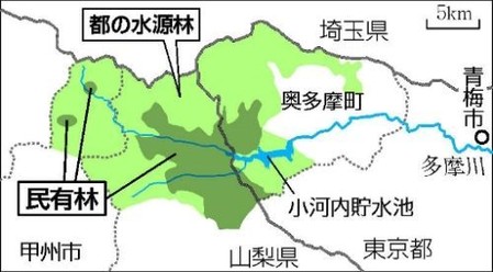 东京都计划收购多摩川上游的民有林地用以保护水源