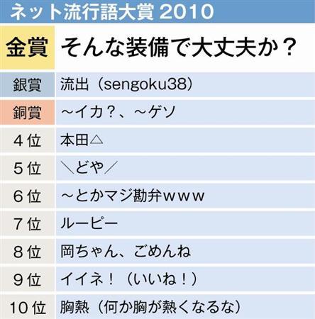 日本网络流行语大奖2010公布最终结果