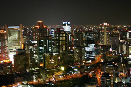 石切温泉　远眺大阪城璀璨夜景