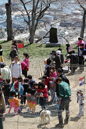 宫城县出现受孩子们欢迎的移动式动物园