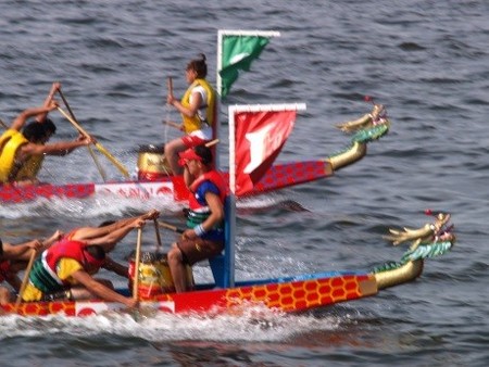 横滨市举行龙舟竞赛 庆祝横滨开港纪念日