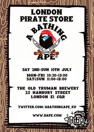 夏日海盗横行 日牌A Bathing Ape伦敦店开张纪念T恤