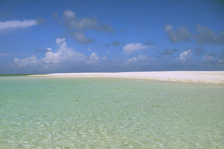 南国海滨的白色洗礼 位于久米岛上的沙滩