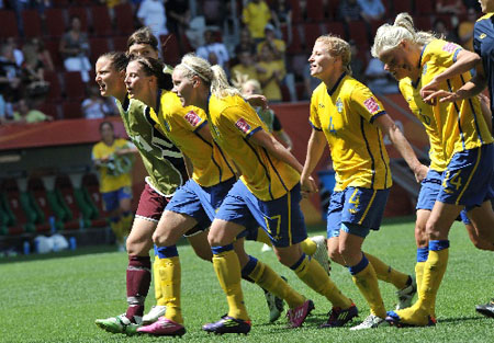 瑞典队晋级女足世界杯四强 半决赛将对阵日本队