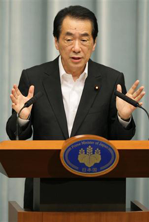 菅直人发表"去核"声明【日本资讯】13日,日本首相菅直人举行了记者