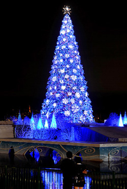 “世界第一圣诞树”7日在大阪环球影城亮灯
