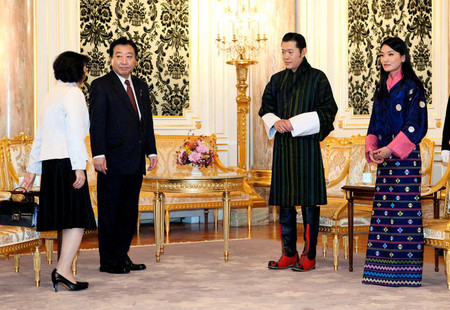 日本首相野田佳彦会晤访日不丹国王及皇后