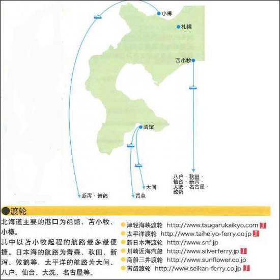 至北海道的交通信息图