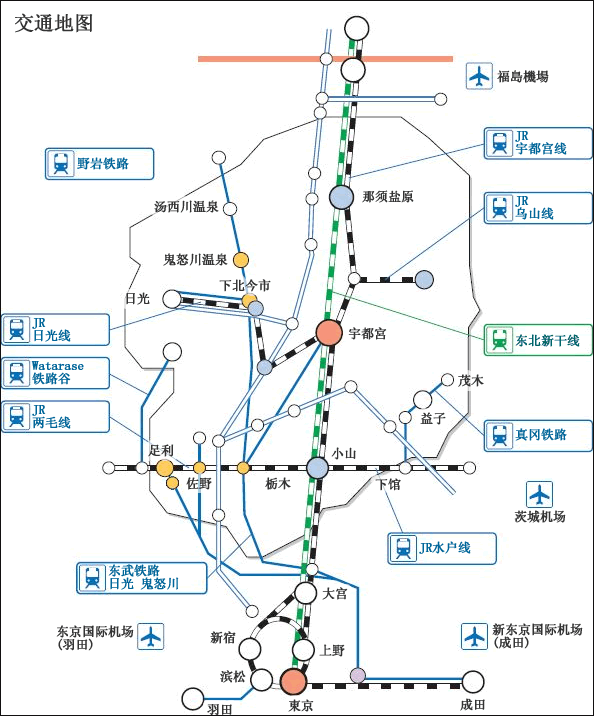 栃木县的交通地图