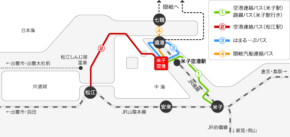 米子机场与JR松江站的巴士交通信息