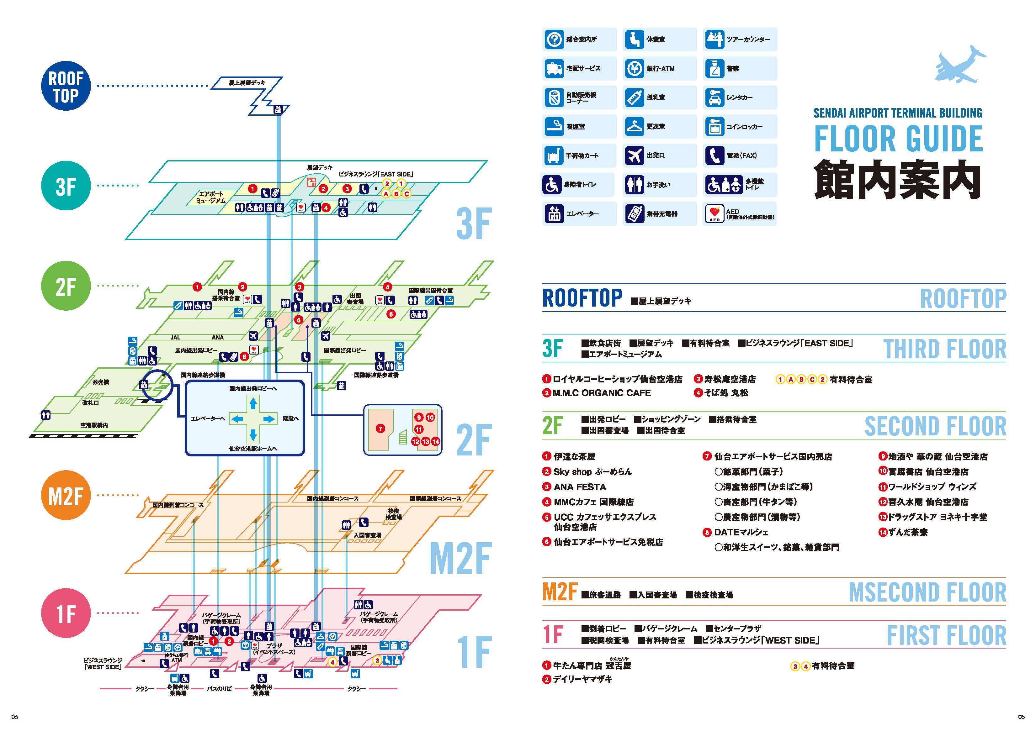 仙台机场的航站楼及服务设施示意图