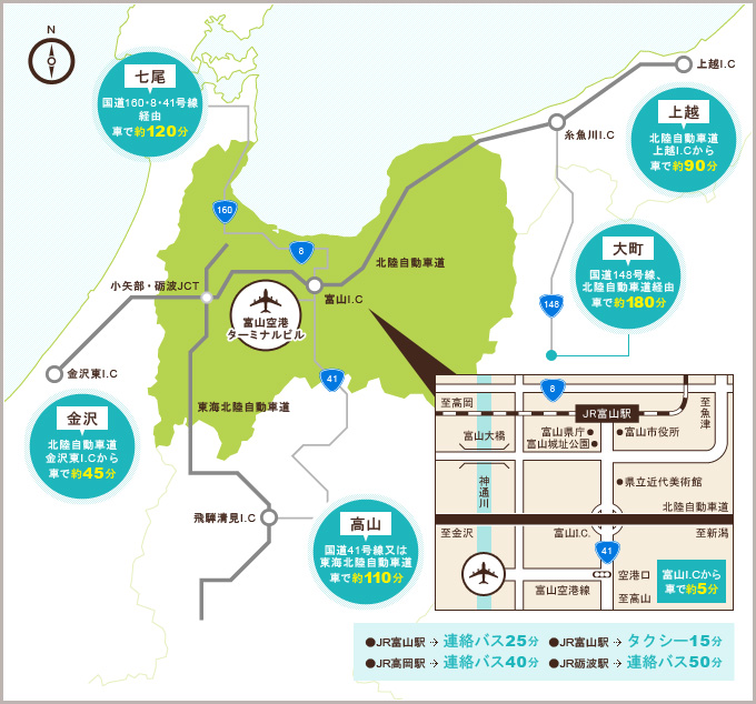 富山机场的交通信息