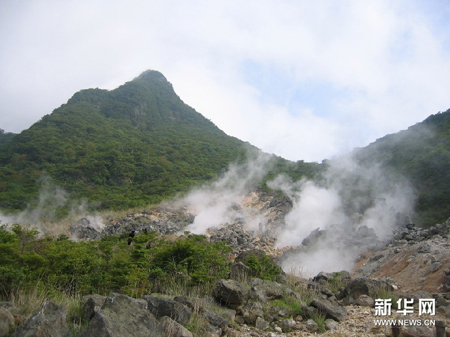 箱根火山的喷烟地“大涌谷”景观