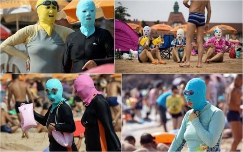 中国山东沙滩女士面罩惨不忍睹引日本热议