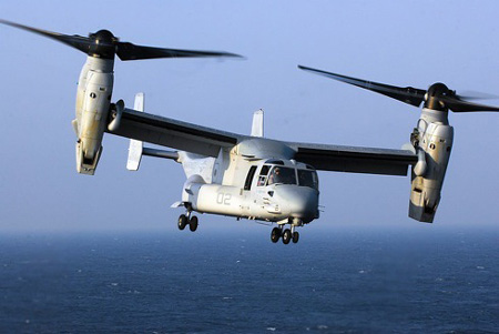 美国海军在岩国基地开始鱼鹰运输机试飞