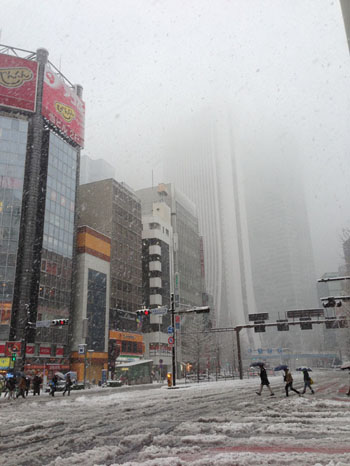 成人节东京降大雪 部分交通出现混乱