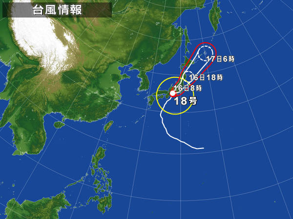 台风18号登陆 京都、滋贺、福井迎强暴雨考验