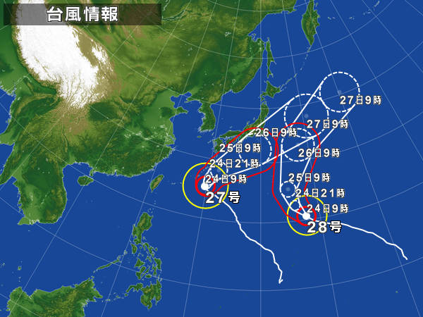 27号台风北上 冲绳、西日本普降大雨