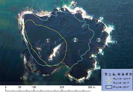 日本小笠原群岛附近新火山岛面积扩大3.7倍