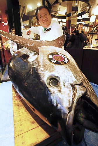 筑地市场蓝鳍金枪鱼以736万日元价格成交