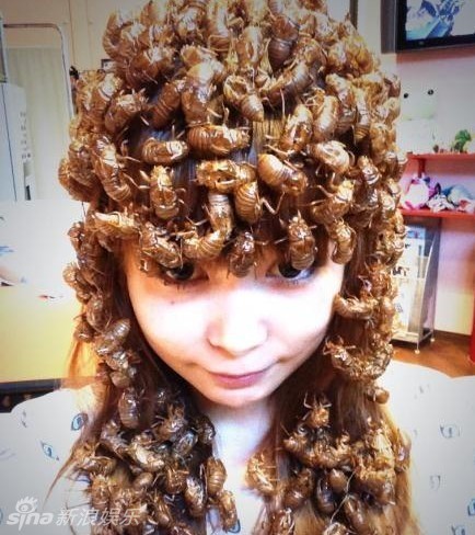 重口味慎戳日女星头顶千只虫玩自拍