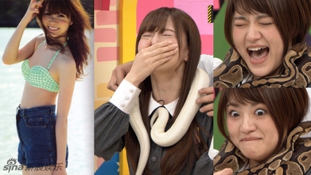 日本女星上节目被恶搞 遭蛇缠脖吓Cry