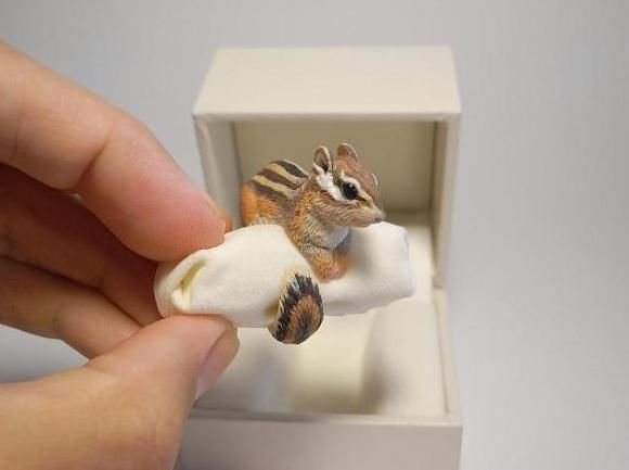 日本艺术家手工制作栩栩如生传神动物戒指