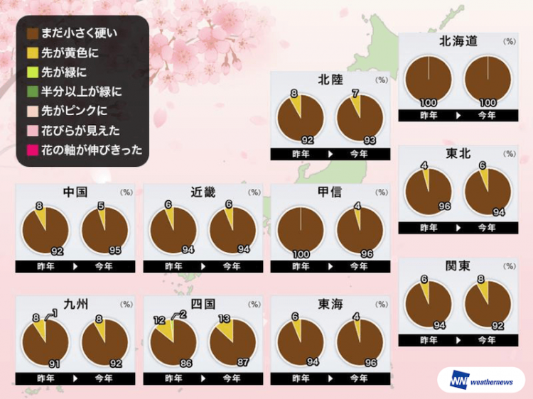 日本樱花前线预测：上野公园3月22日开花，西日本开花时间有所推迟