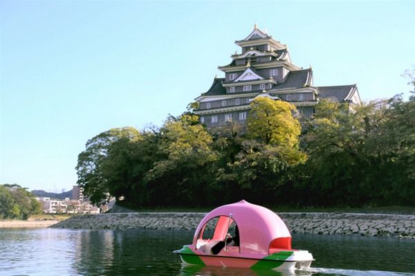 日本冈山宣传桃太郎文化 推出桃子形状的观光船