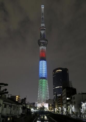 东京残奥会开幕倒计时1周年，日本东京天空树举行灯光演出