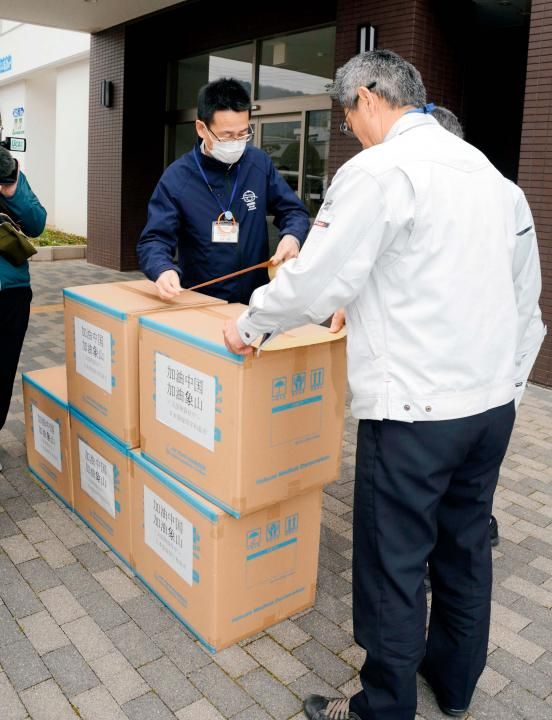 爱媛县宇和岛市向友好城市浙江省象山县，捐助1万枚口罩
