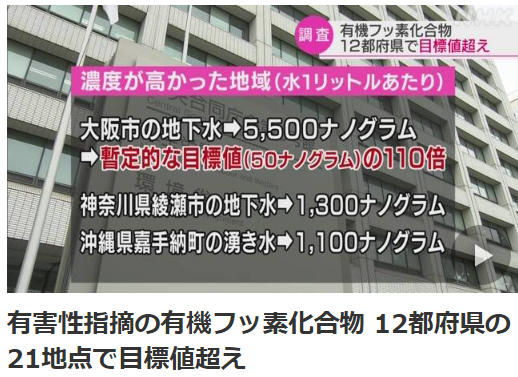 日本21地河流及地下水污染物超标，大阪浓度最高超标110倍