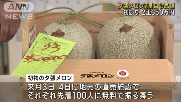 北海道夕张甜瓜今年首拍价升至历史次高