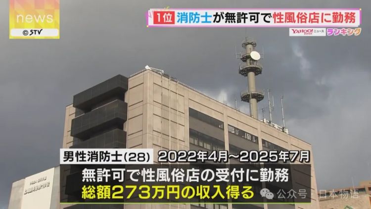 日本消防员未经许可在风俗店兼职!3年赚270万,多次举报后下场曝光 日本消防员未经许可在风俗店兼职!3年赚270万,多次举报后下场曝光